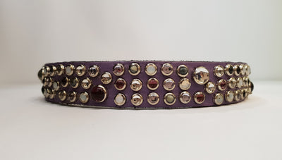 Jean 3/4" Collar - Lavender Leather / Mixed Stones