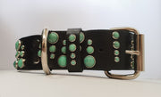 Drops 1.5" Collar Black Leather / Turquoise Stones