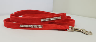 Red Microsuede 1/2" x 4' Leash - 2 Row