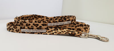 Cheetah Microsuede 1/2" x 4'  Leash - 2 Row