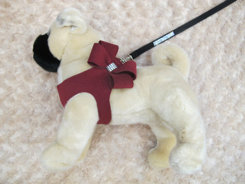 Burgundy Microsuede Step-In Harness Bow