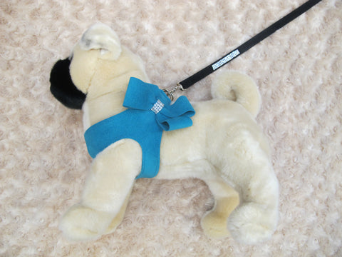 Blue Microsuede Step-In Harness Bow